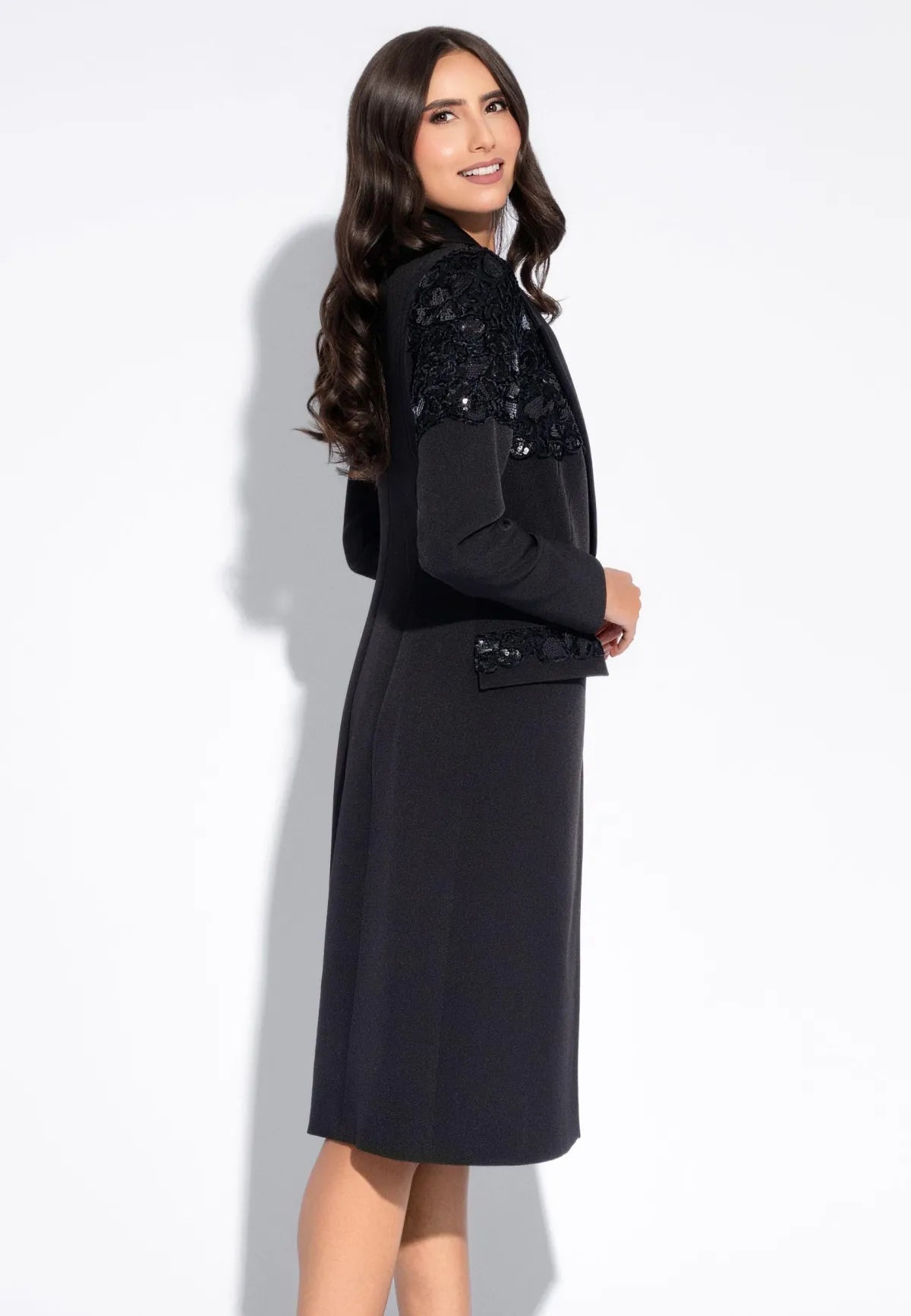 Pardesiu negru elegant Leonard Collection