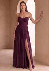 Rochie lungă burgundy din voal peliculizat - Leonard Collection