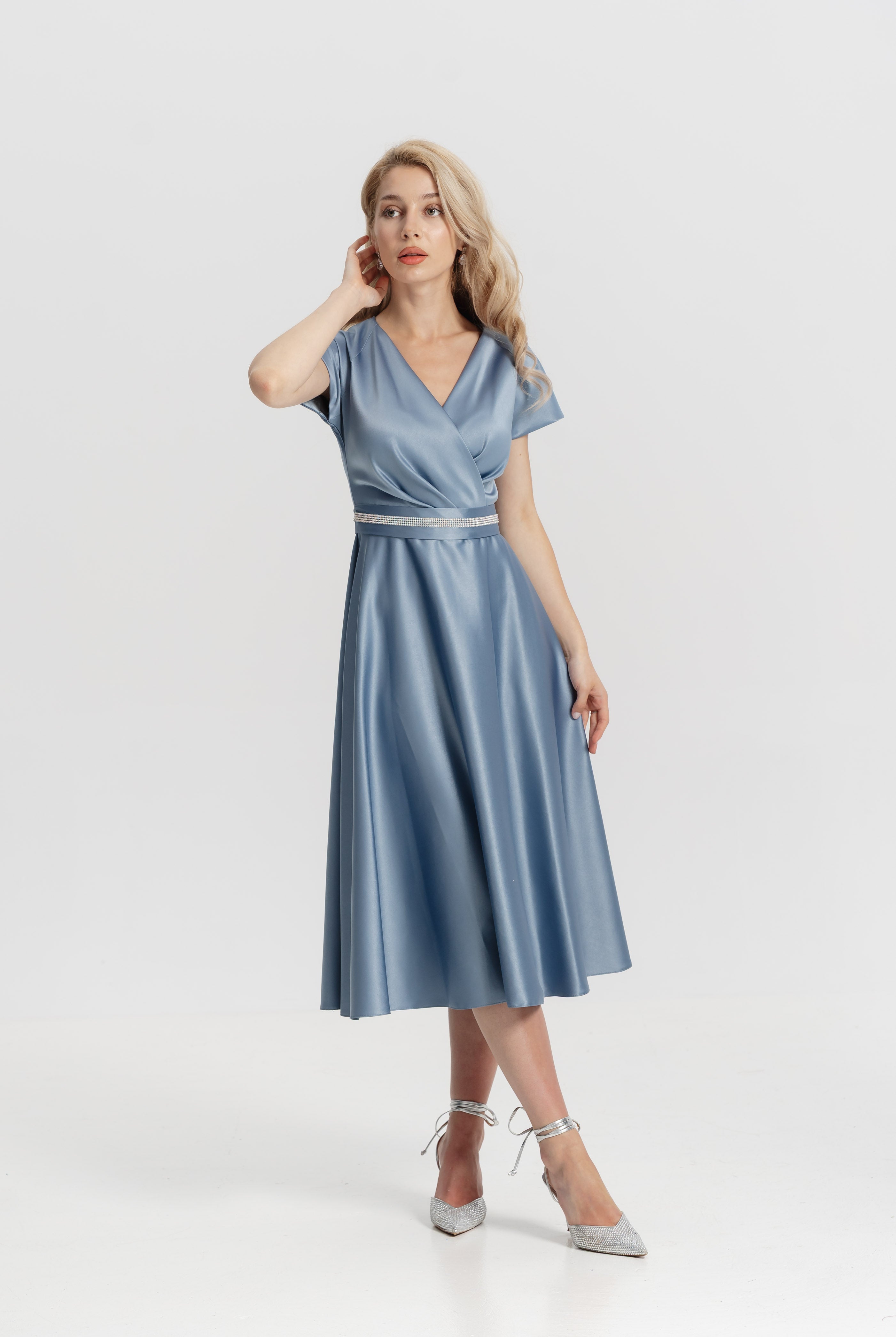 Rochie de ocazie Ducesa midi argintie