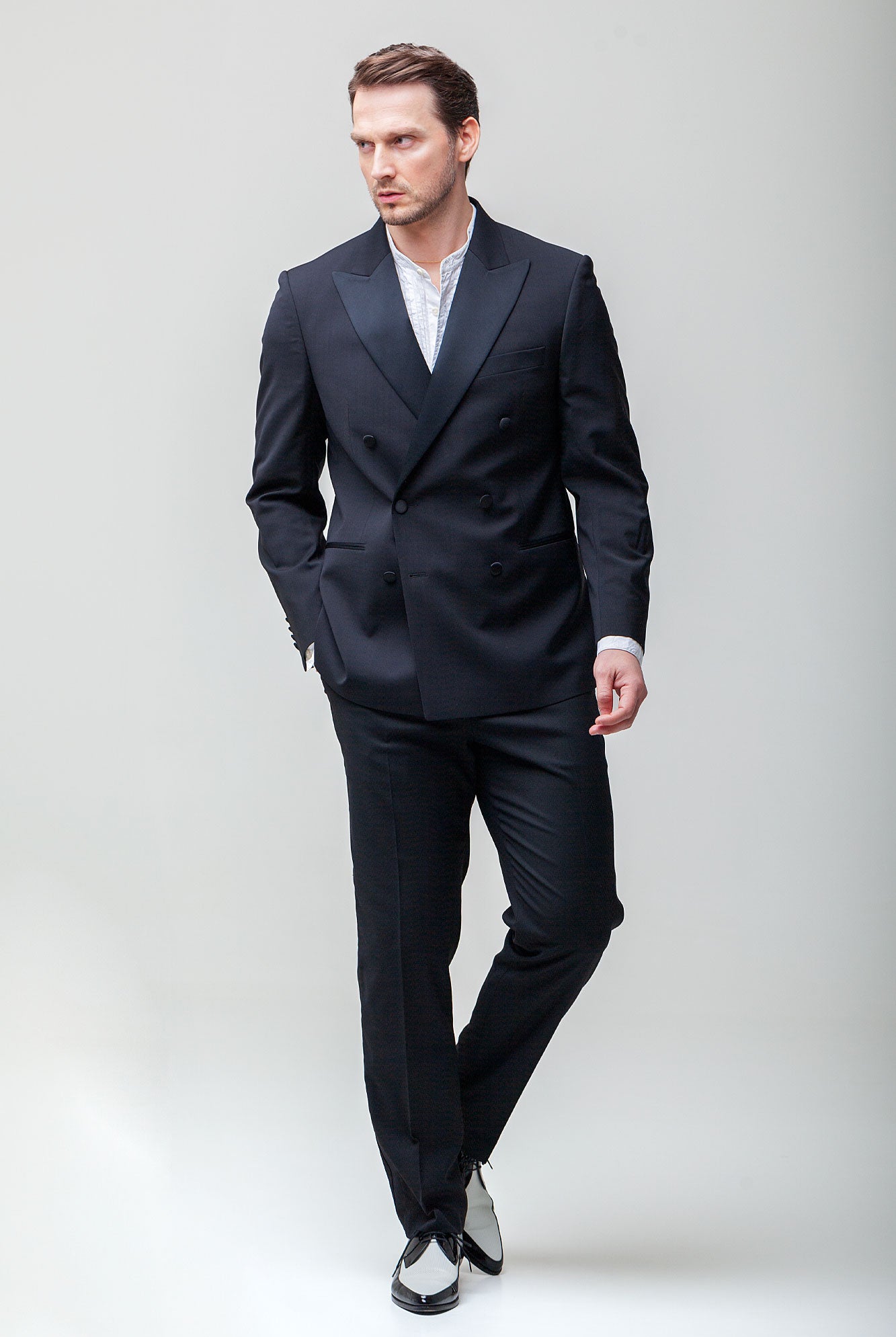 Costum Navilion smoching negru slim