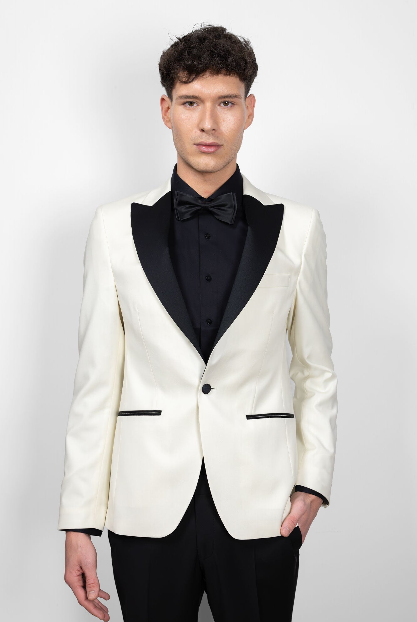 Sacou smoking Sorrento ecru - detaliu stofa Vitale Barberis Canonico