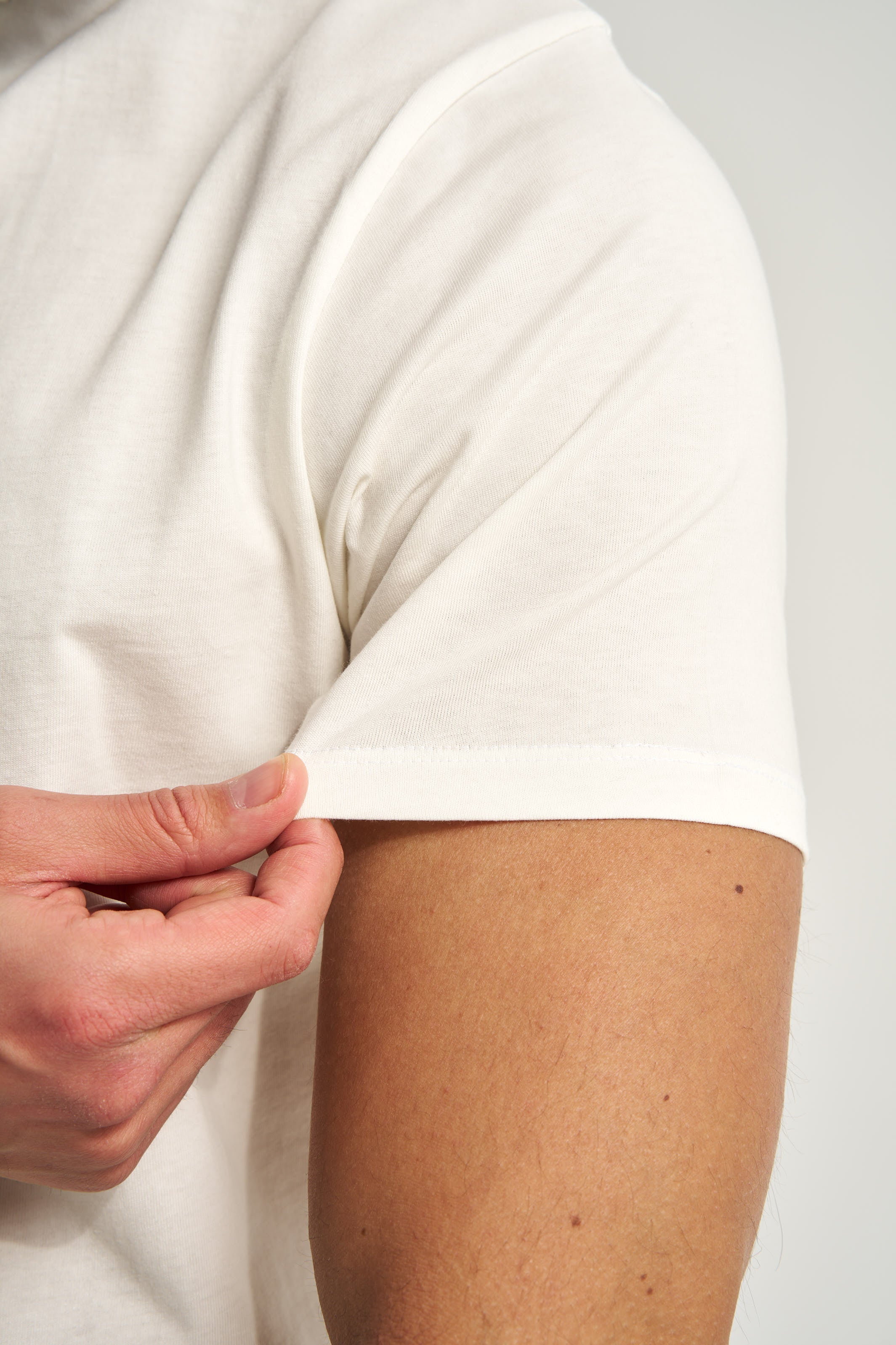 Tricou bumbac bej deschis Veloro - spate