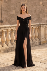 Rochie lunga eleganta neagra Clarisa - Leonard Collection