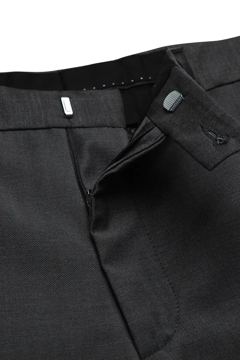 Pantaloni Apollo gri grafit - detaliu talie și închidere