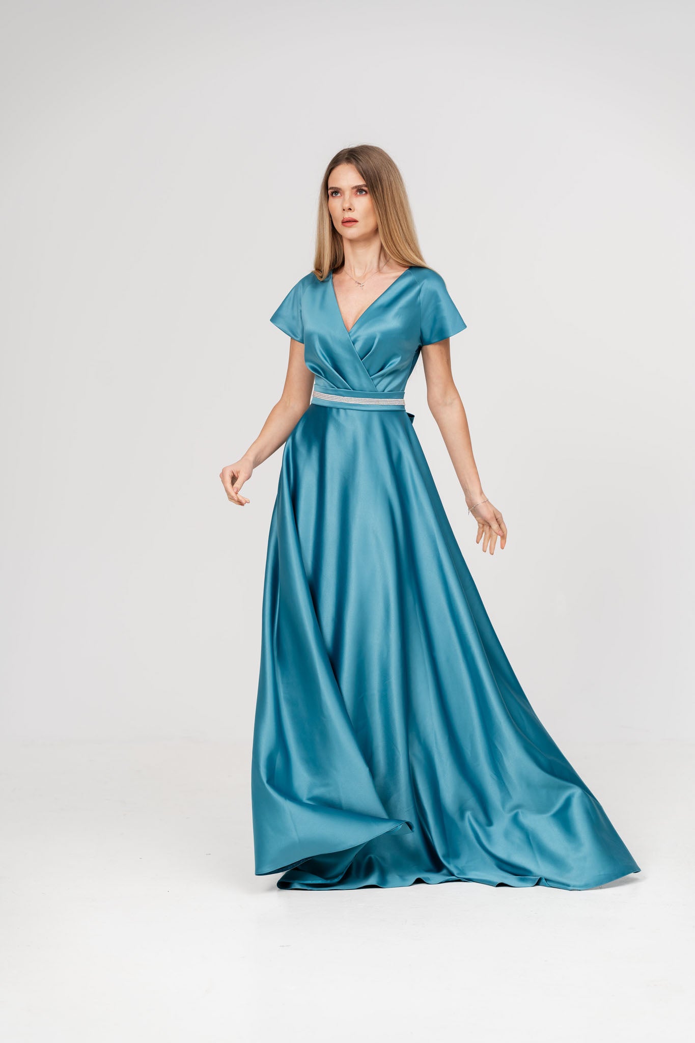 Rochie de ocazie Ducesa lunga albastra