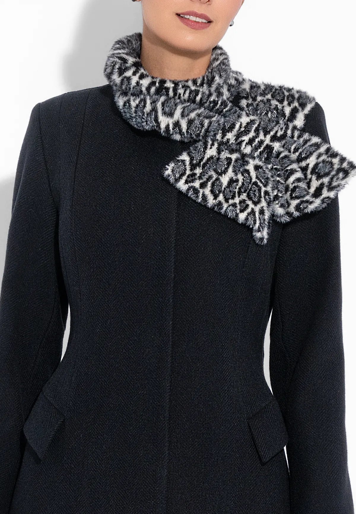 Palton negru damă Leonard Collection