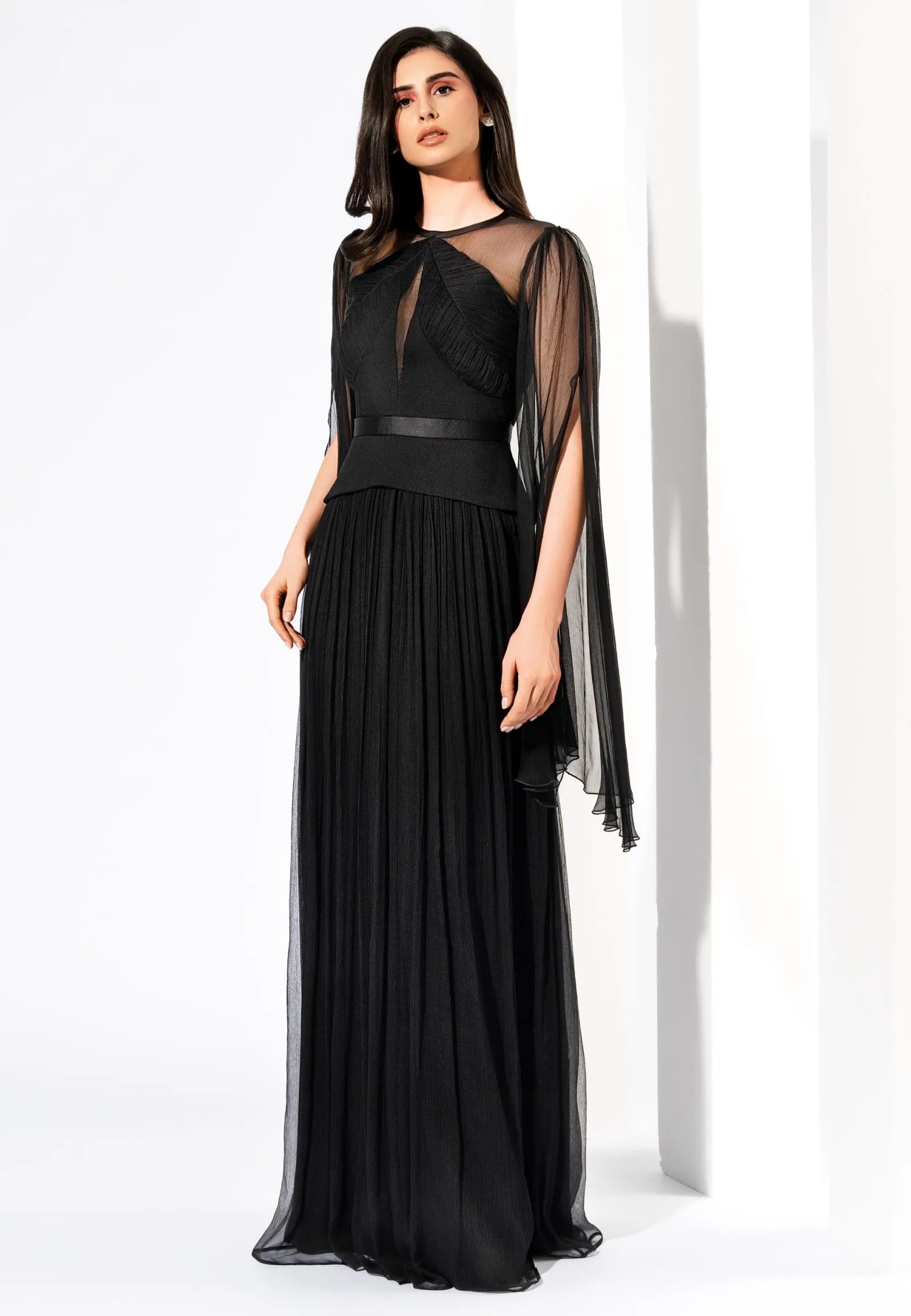 Rochie Kasia neagră din mătase naturală - Leonard Collection