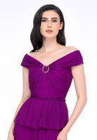 Rochie Jade magenta - detaliu bust fronsat