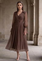 Rochie Amaris maro din matase naturala - Leonard Collection