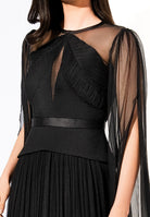 Rochie Kasia neagră - detaliu bust plisat manual