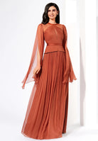 Rochie Kasia cupru din mătase naturală - Leonard Collection