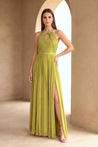 Rochie Nicolette verde crud - vedere laterala