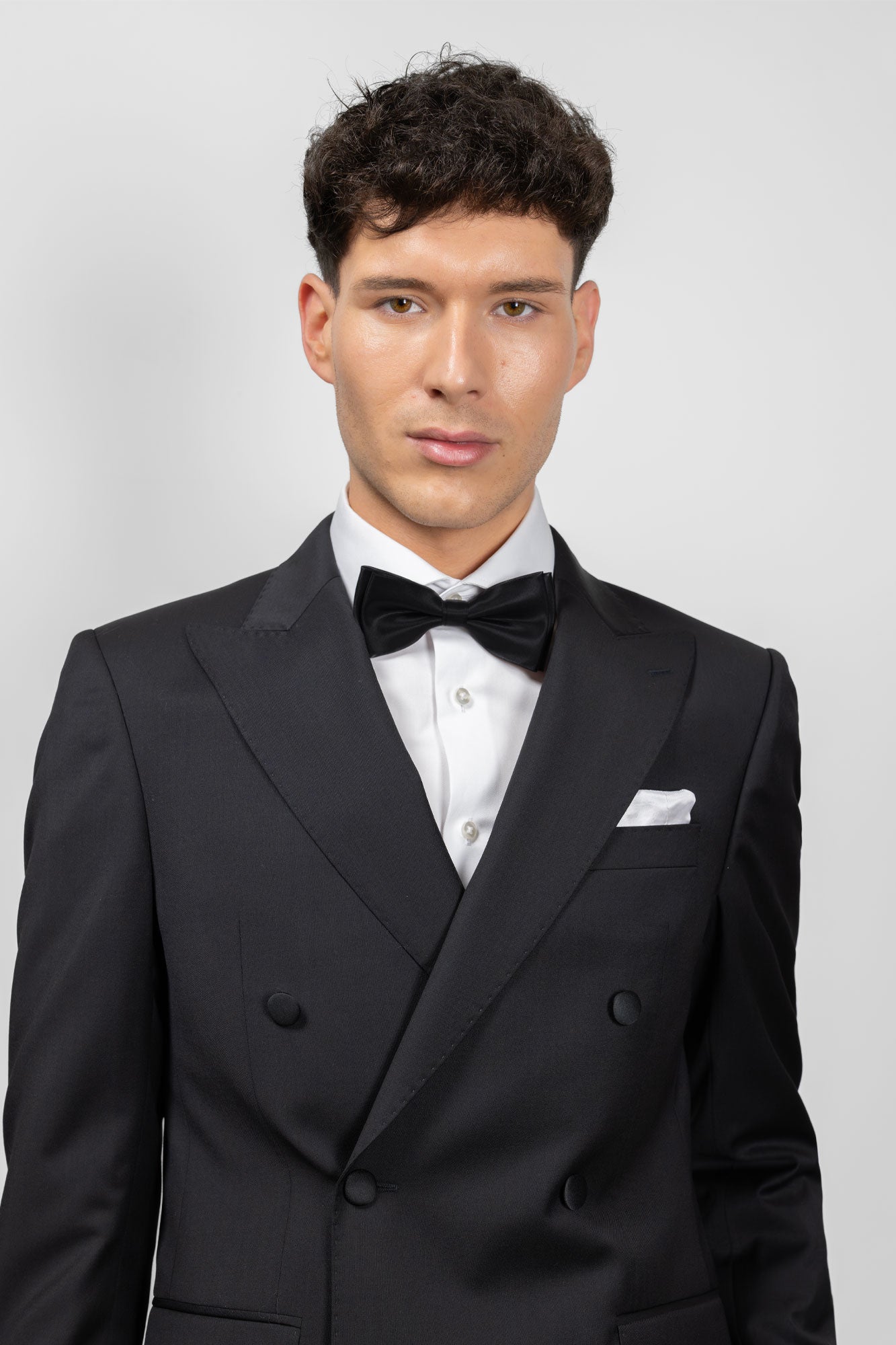 Costum smoking Simon Tux negru slim Paolo Rossi - vedere fata