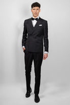 Costum smoking Simon Tux negru - detaliu revere satin
