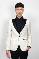 Sacou smoking Sorrento ecru - detaliu stofa Vitale Barberis Canonico