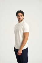 Tricou bumbac bej deschis Veloro - detaliu