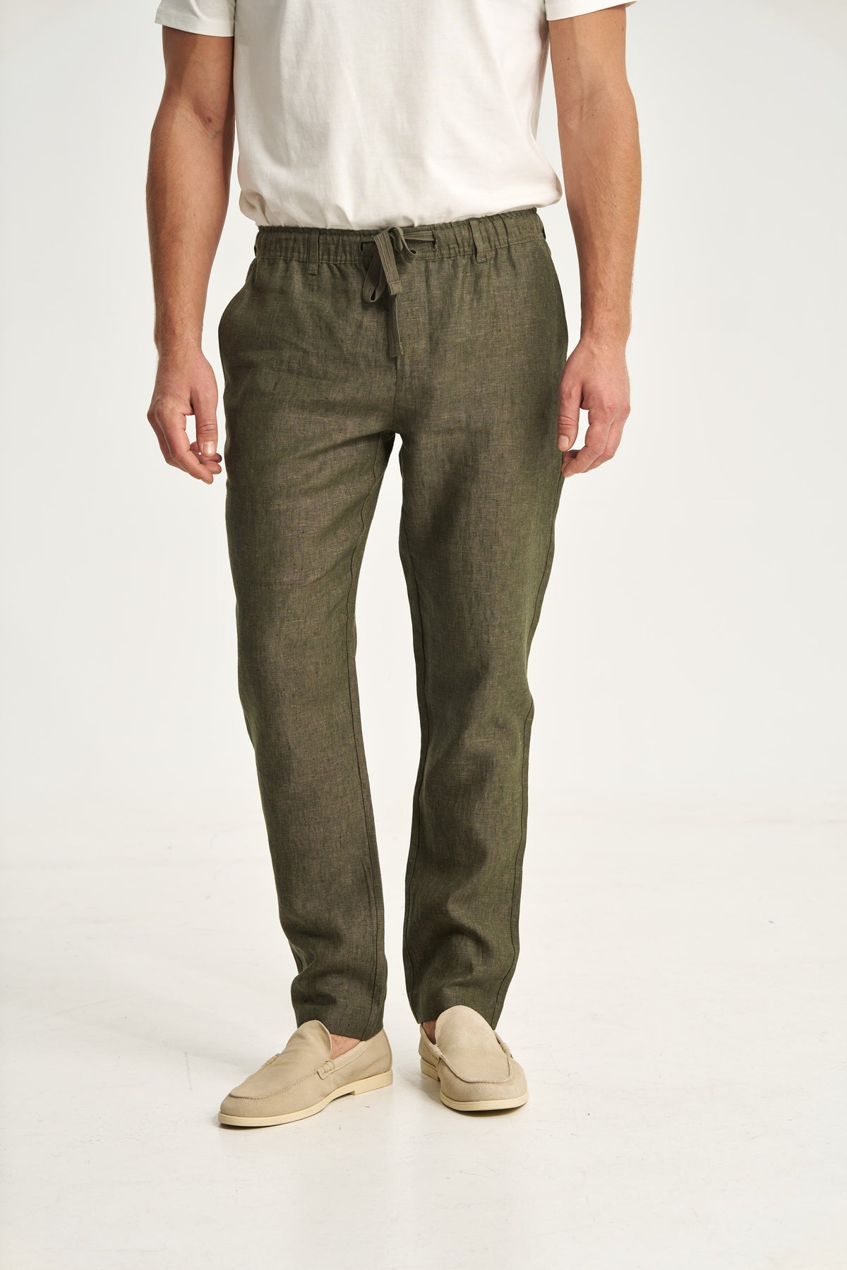 Pantaloni din in verzi