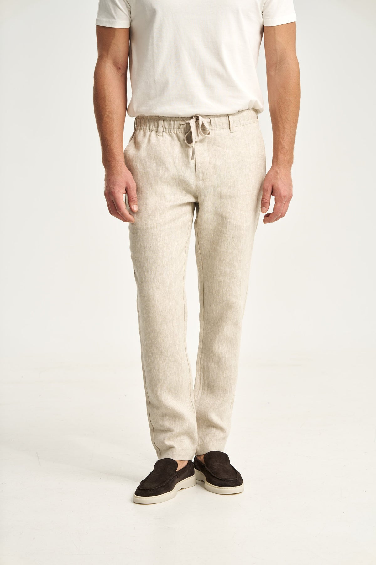 Pantaloni din in bej