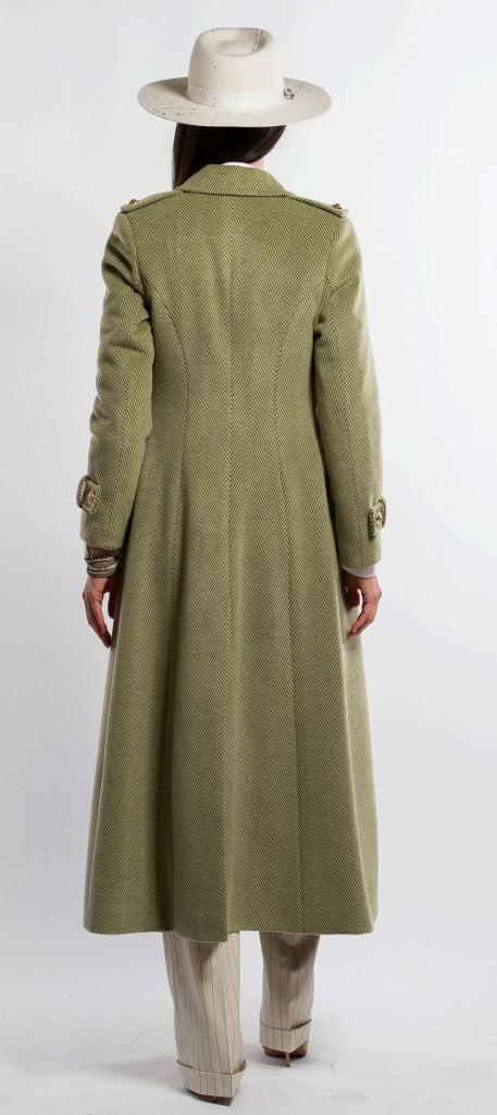 Palton lung verde oliv Napoleon - spate